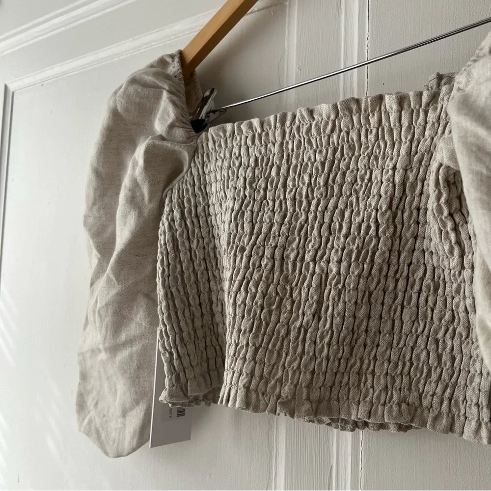 Reformation Scarlett Linen Two Piece Set in Oatmeal